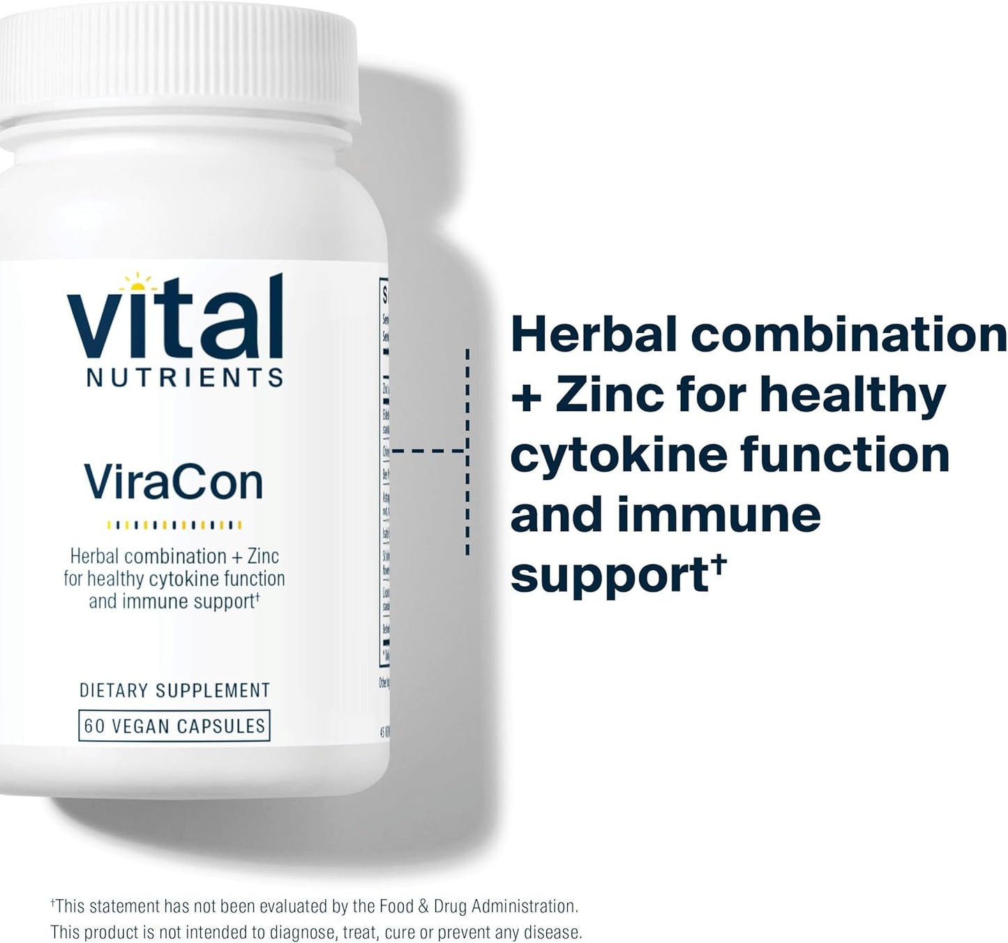 ViraCon Vegan Immune Support Supplement with Zinc, Elderberry, Licorice Root Extract | Gluten, Dairy, Soy Free | Non-GMO 60 Capsules
