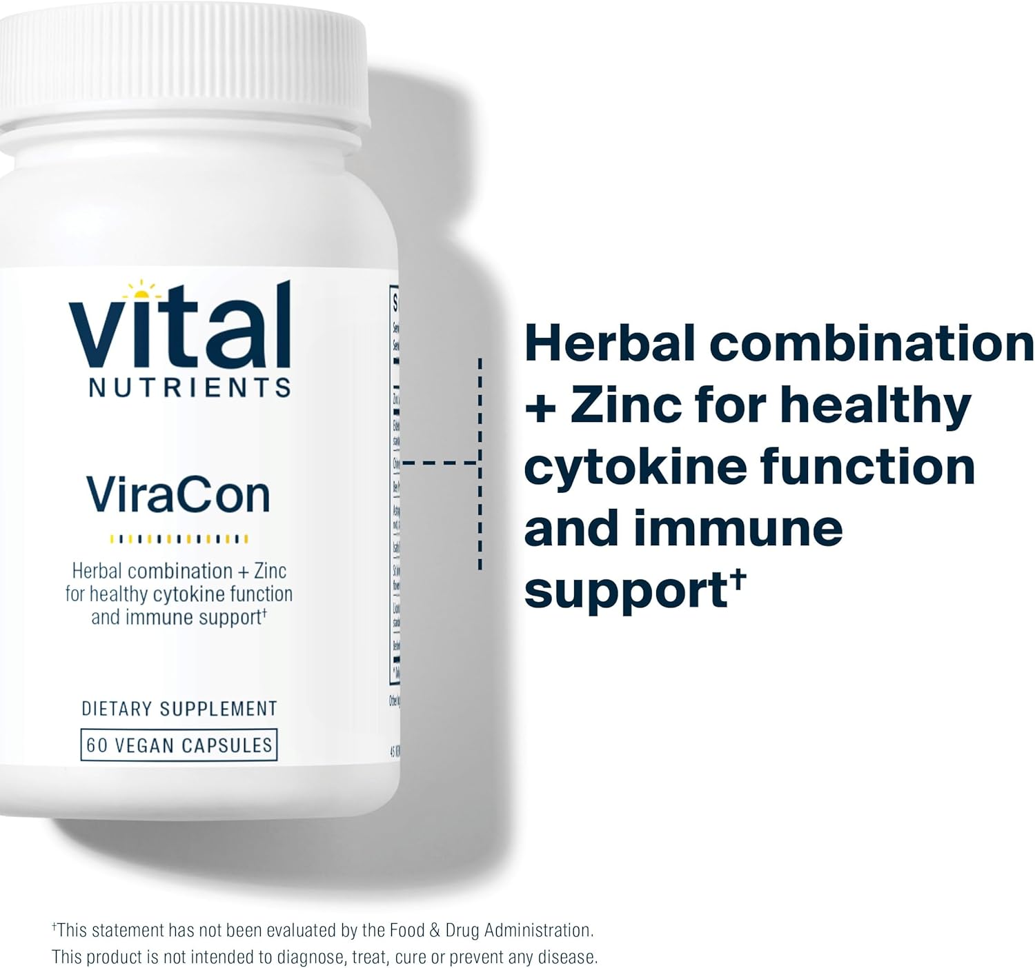 ViraCon Vegan Immune Support Supplement with Zinc, Elderberry, Licorice Root Extract | Gluten, Dairy, Soy Free | Non-GMO 60 Capsules