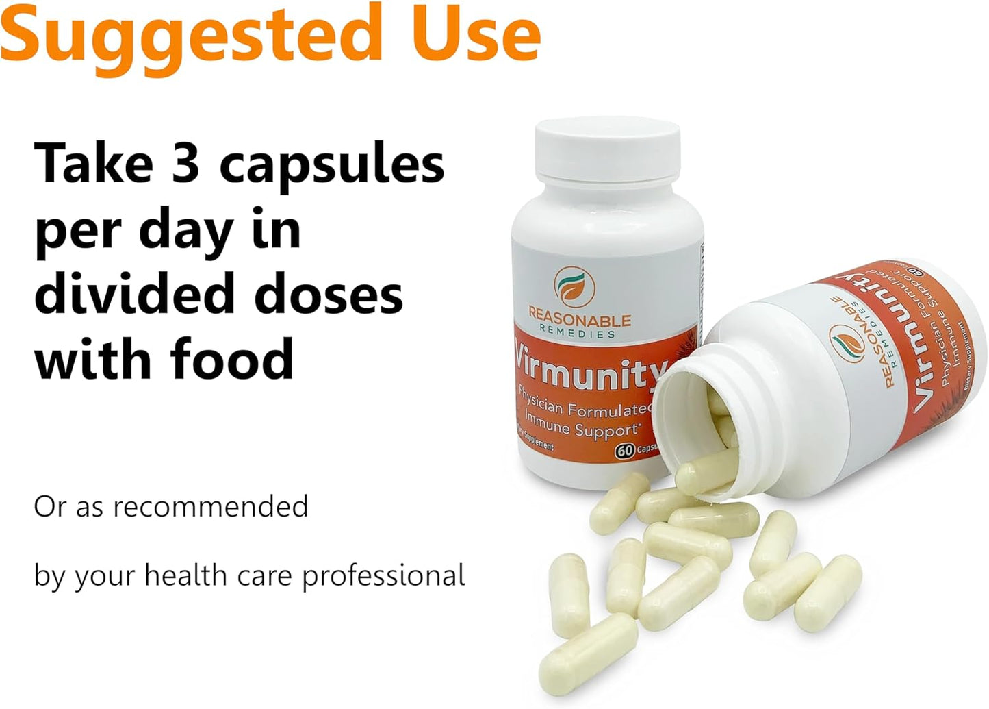 Virmunity Immune Support Supplement - 60 Capsules with Vitamin C, E, Selenium, Zinc, Antioxidants, NAC, and Probiotics for Adults