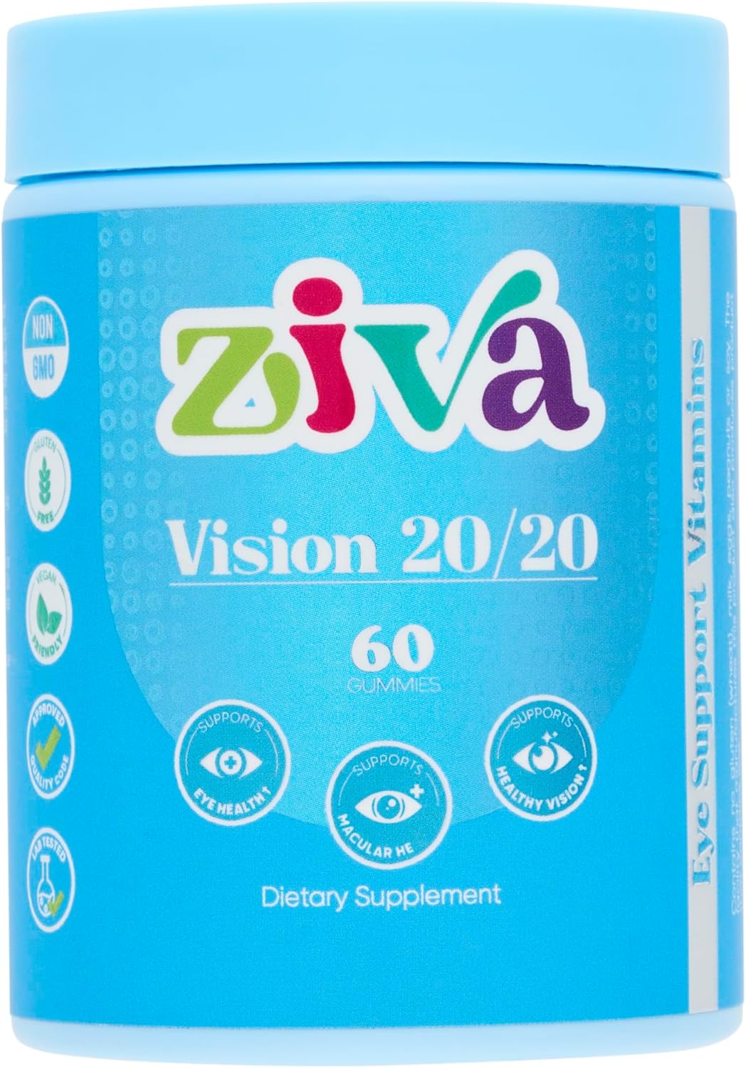 Vision 20/20 Eye Vitamins - ZIVA Gummies with Lutein & Zeaxanthin for Eye Health