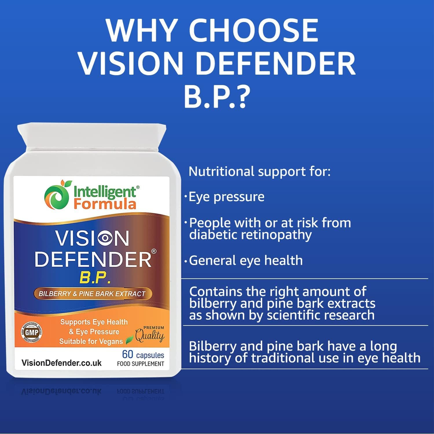 Vision Defender Eye Care Bundle with Intelligent Formula - Supports Eye Health with Bilberry, Pine Bark, Omega-3 Fish Oil, and Vitamin E - Made in UK by Eye Specialists