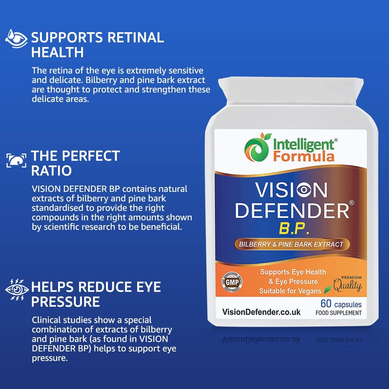 Vision Defender Eye Care Bundle with Intelligent Formula - Supports Eye Health with Bilberry, Pine Bark, Omega-3 Fish Oil, and Vitamin E - Made in UK by Eye Specialists