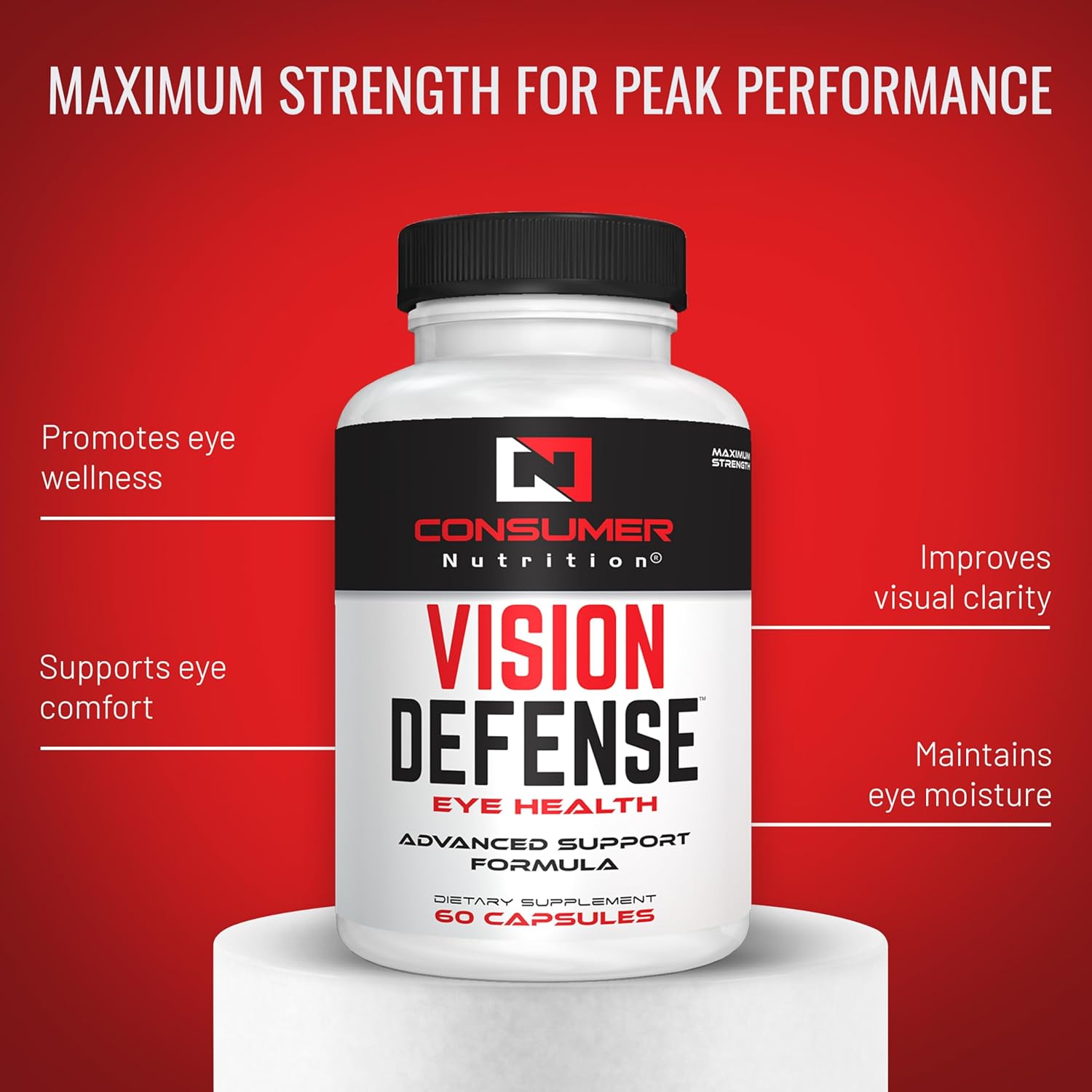 Vision Defense Eye Health Supplements for Adults - Promotes Eye Health with Vitamin A, Lutein, Taurine, and More - 60 Ct