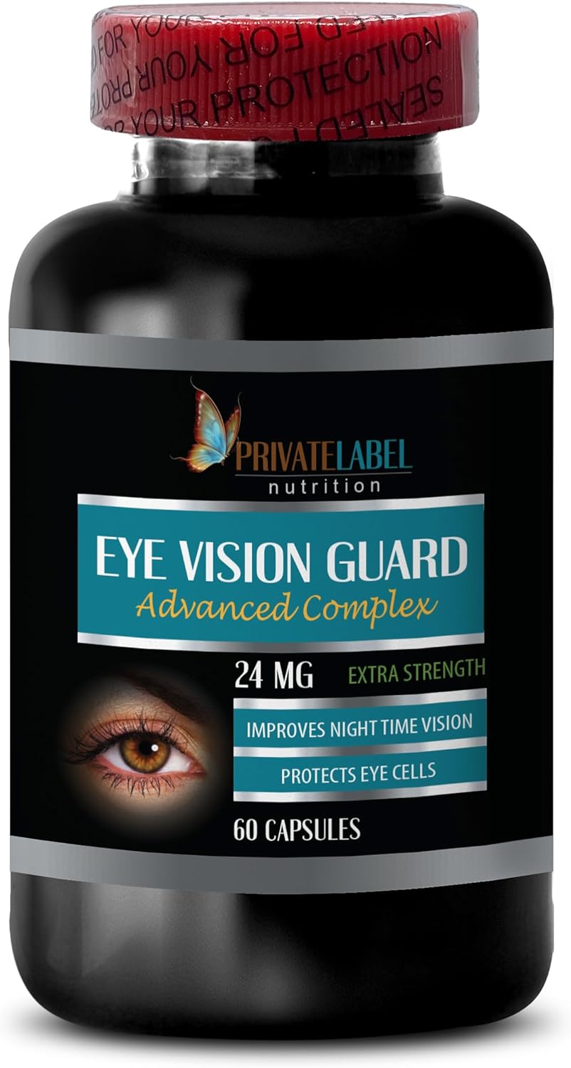 Vision Guard 24 MG - Advanced Eye Vision Support Supplement with Lutein, Vitamin A, Turmeric, Bilberry, and Taurine - Private Label LLC Eye Vitamins - 60 Capsules