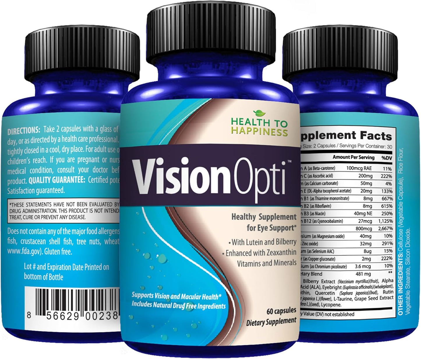 Vision Opti - Eye Health Supplement with Lutein, Zeaxanthin, and Vitamins A & C for Optimal Vision Support | 60 Capsules