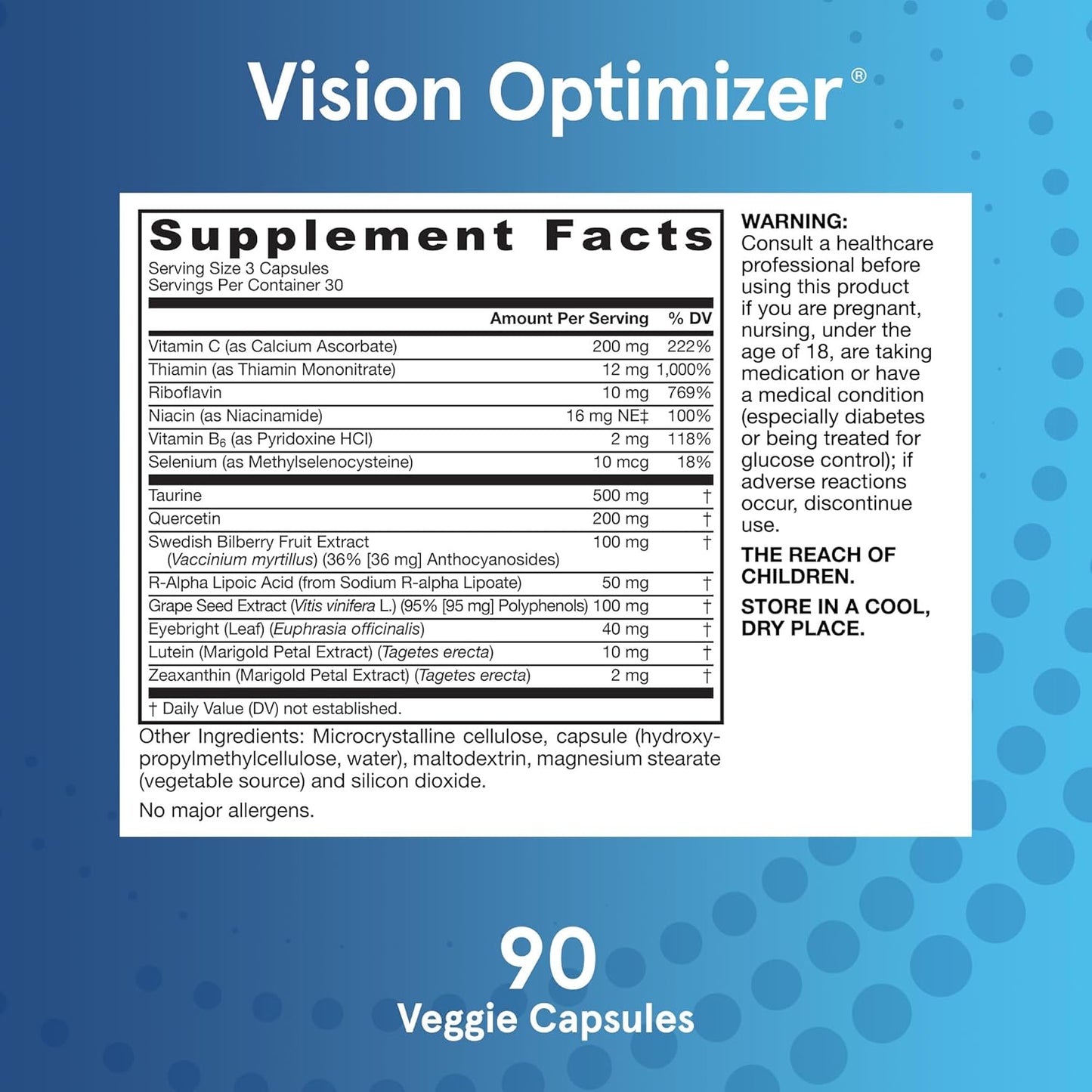 Vision Optimizer Dietary Supplement by Jarrow Formulas® - Supports Visual Function - 90 Capsules, 30 Day Supply