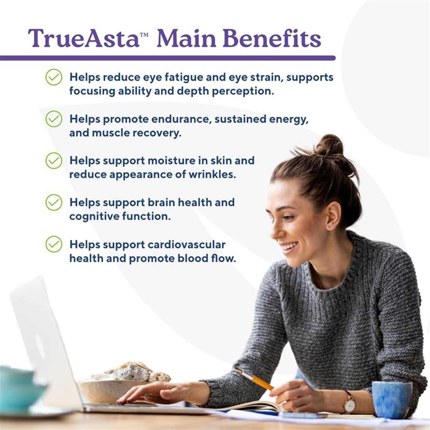 Vision Support Bundle: TrueVision Eye Health Formula + TrueAsta Marine - 30 Veggie Capsules