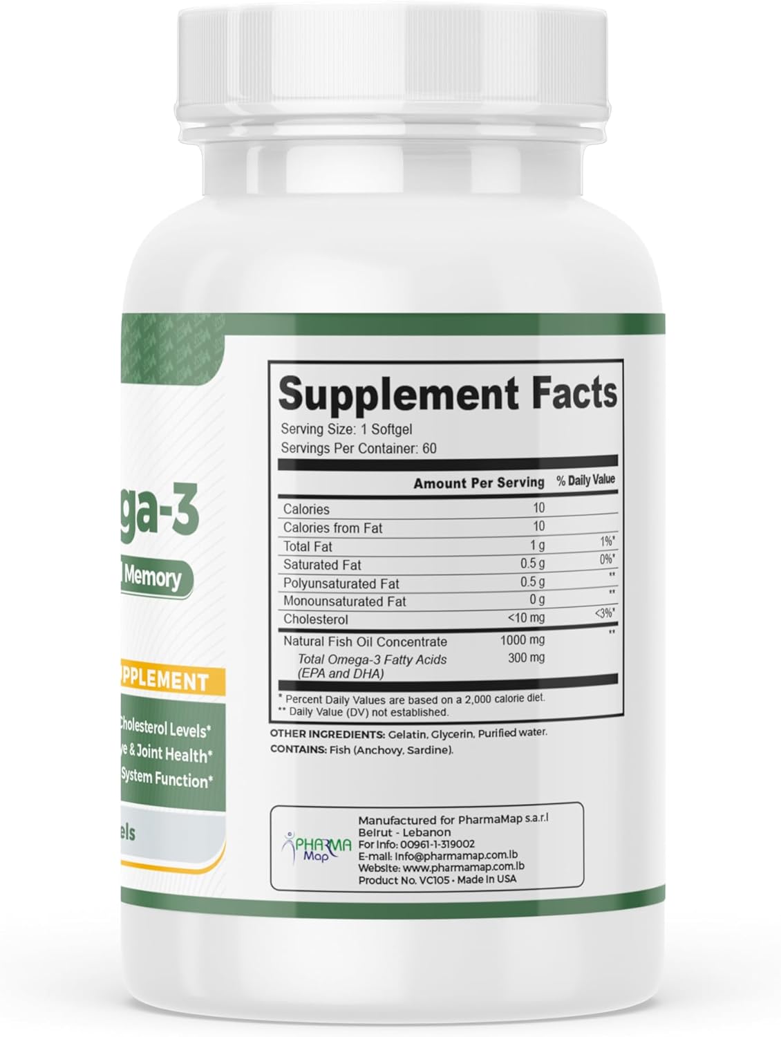 VITA CHROME Super Omega-3 Fish Oil Softgels, 1000 Mg, 300 Mg Omega-3, Heart Health Support - 60 Softgels, USA Made