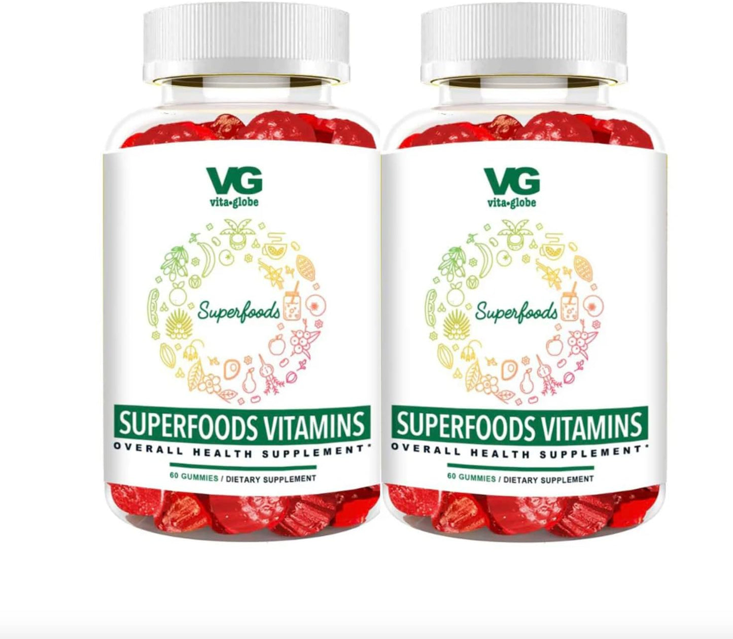 VITA GLOBE Super Foods Gummies for Immune Support - 120 Count x 2 Pack