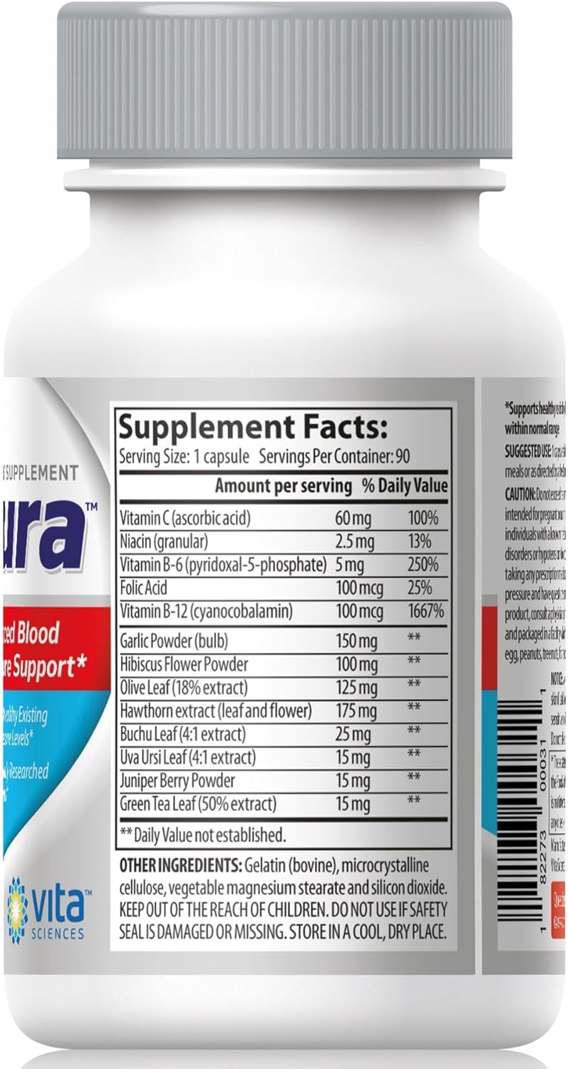 Vita Sciences Herbal Supplement for Healthy Blood Circulation - Includes Hawthorn Berry, Niacin, and Garlic Extract for Heart and Brain Health