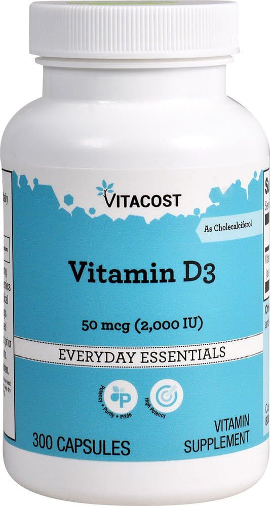 Vitacost Cholecalciferol Vitamin D3 2000 IU 300 Capsules