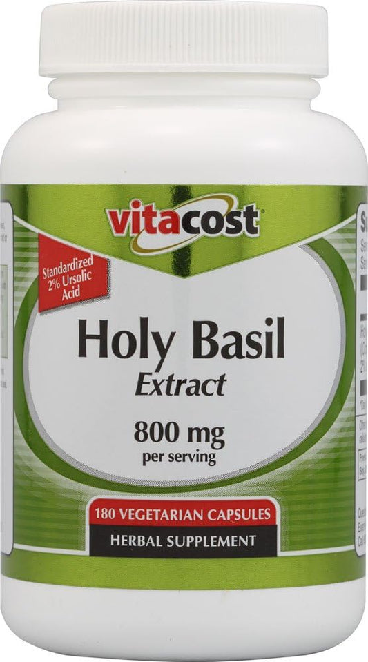 Vitacost Holy Basil Extract 800mg - 180 Vegetarian Capsules - High Quality Herbal Supplement
