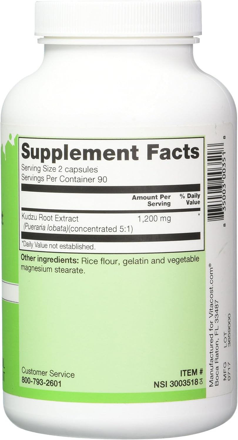Vitacost Kudzu Root Extract Capsules - 1200 mg per serving - 180 Count