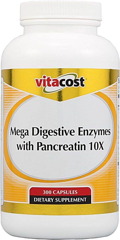 Vitacost Mega Digestive Enzymes with Pancreatin 10X - 300 Capsules by Vitacost Brand