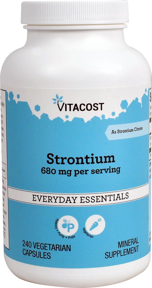 Vitacost Strontium Supplement - 680mg per Serving - 240 Vegetarian Capsules for Bone Health