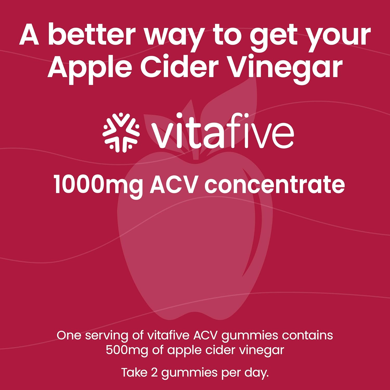 vitafive Apple Cider Vinegar Gummies - 500mg per Gummy, Gut Health & Colon Support, Vegan & Gluten Free - 50 Ct - BoostGo Australia