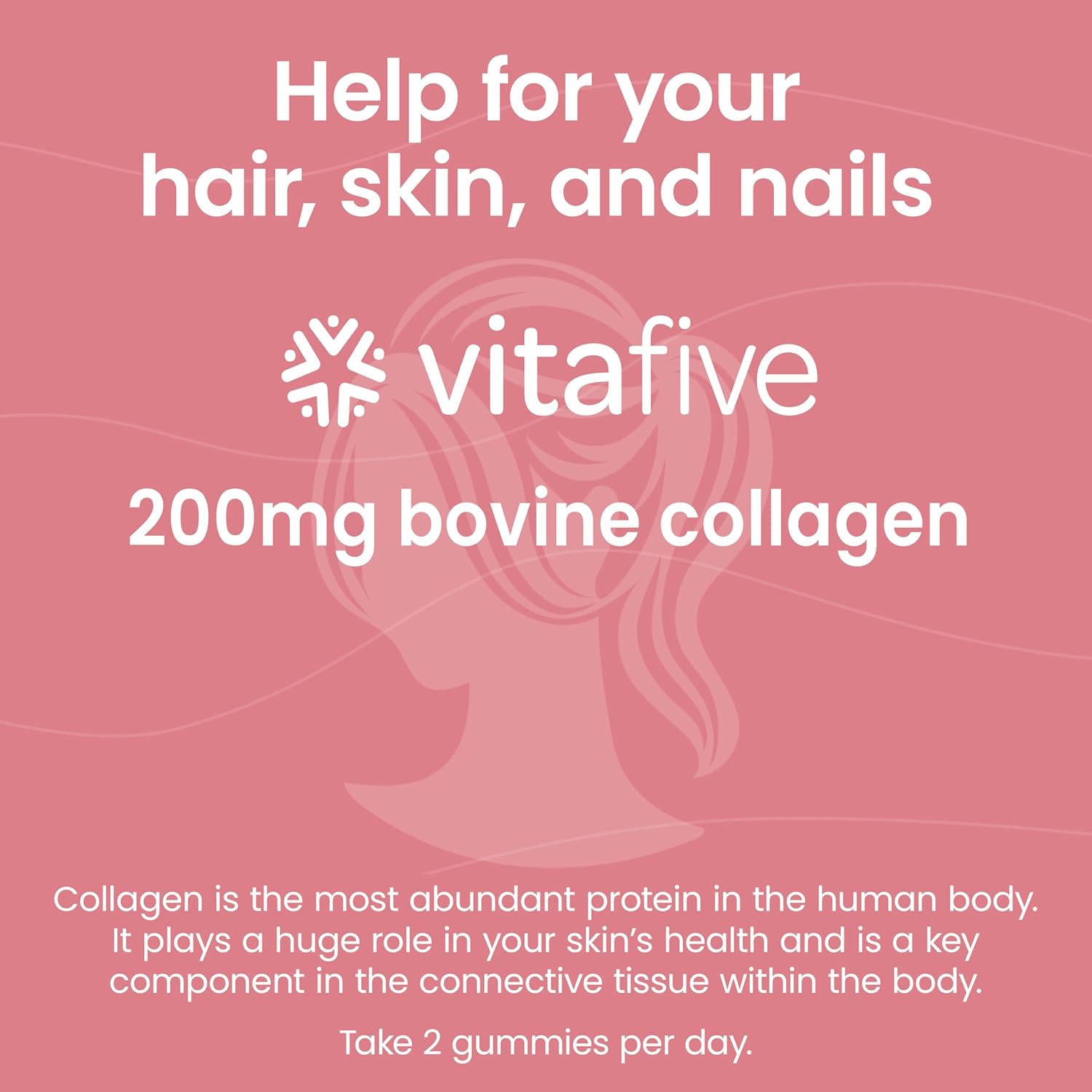 vitafive Bovine Collagen Gummies for Hair, Skin & Connective Tissue Support - Gluten Free - 50 Count - BoostGo Australia
