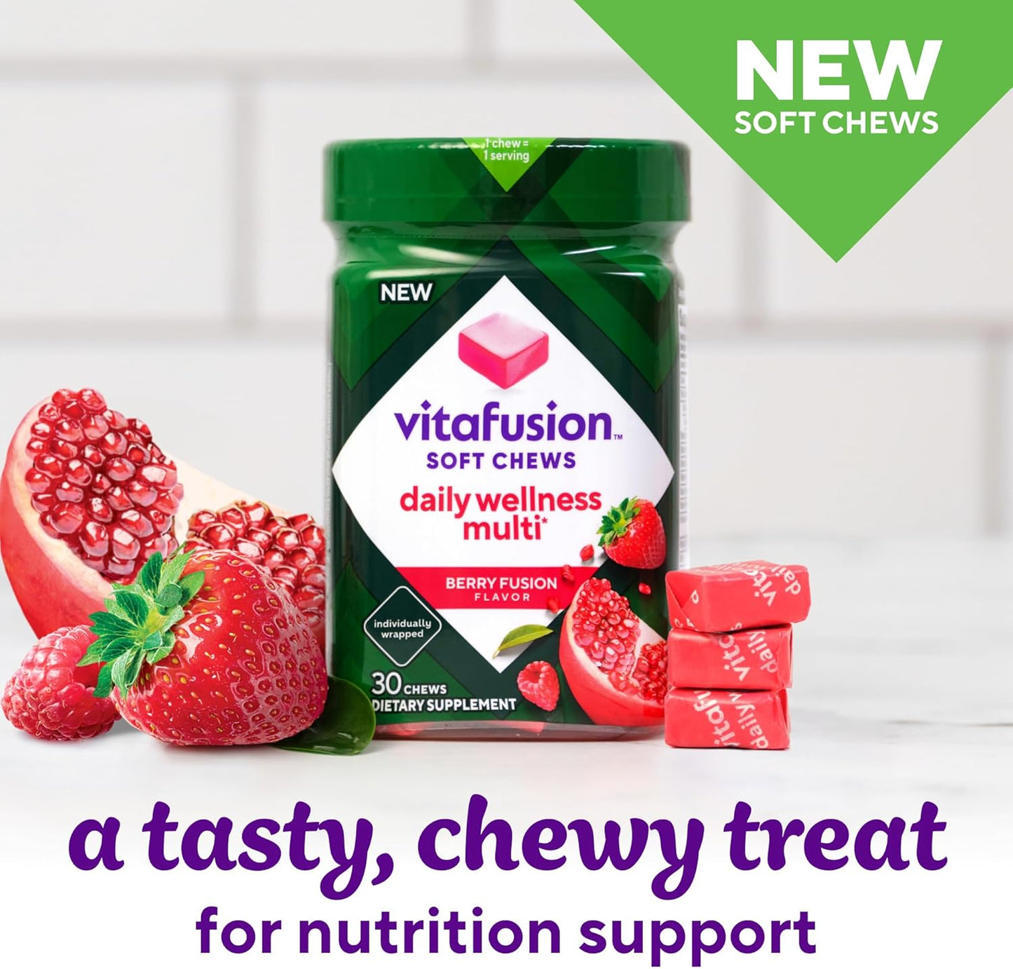 Vitafusion Berry Fusion Flavor Daily Wellness Multi Soft Chews - 30 Day Supply