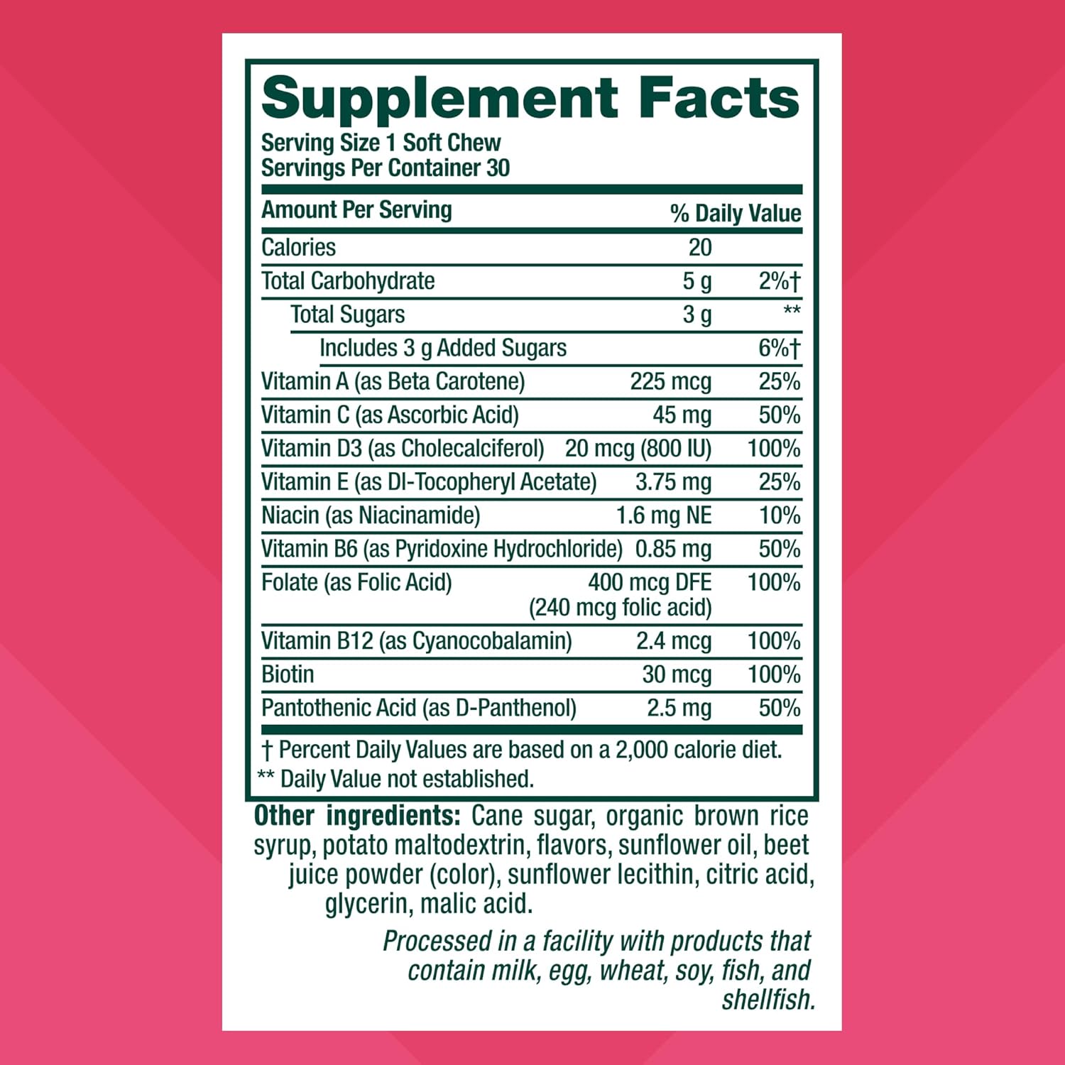 Vitafusion Berry Fusion Flavor Daily Wellness Multi Soft Chews - 30 Day Supply