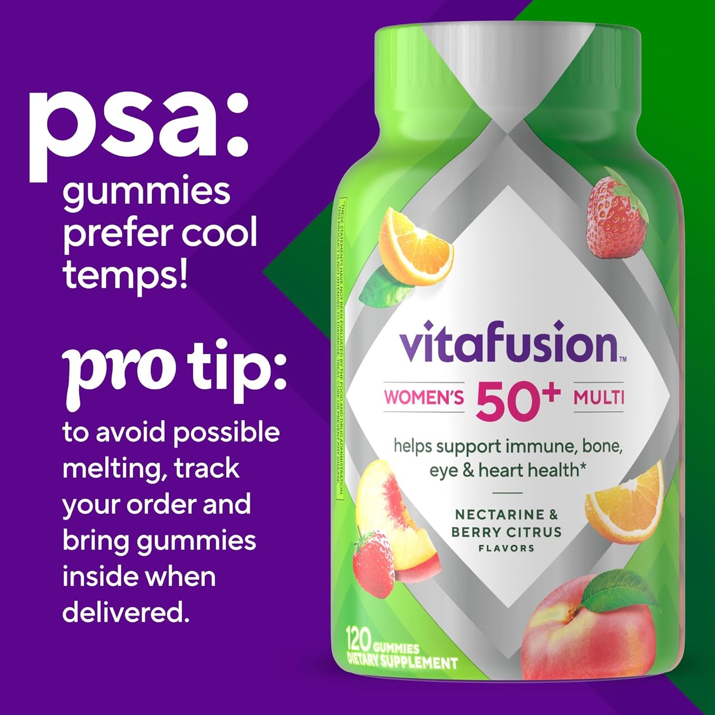 Vitafusion Women's 50+ Gummy Multivitamin, 120 Count Bottle