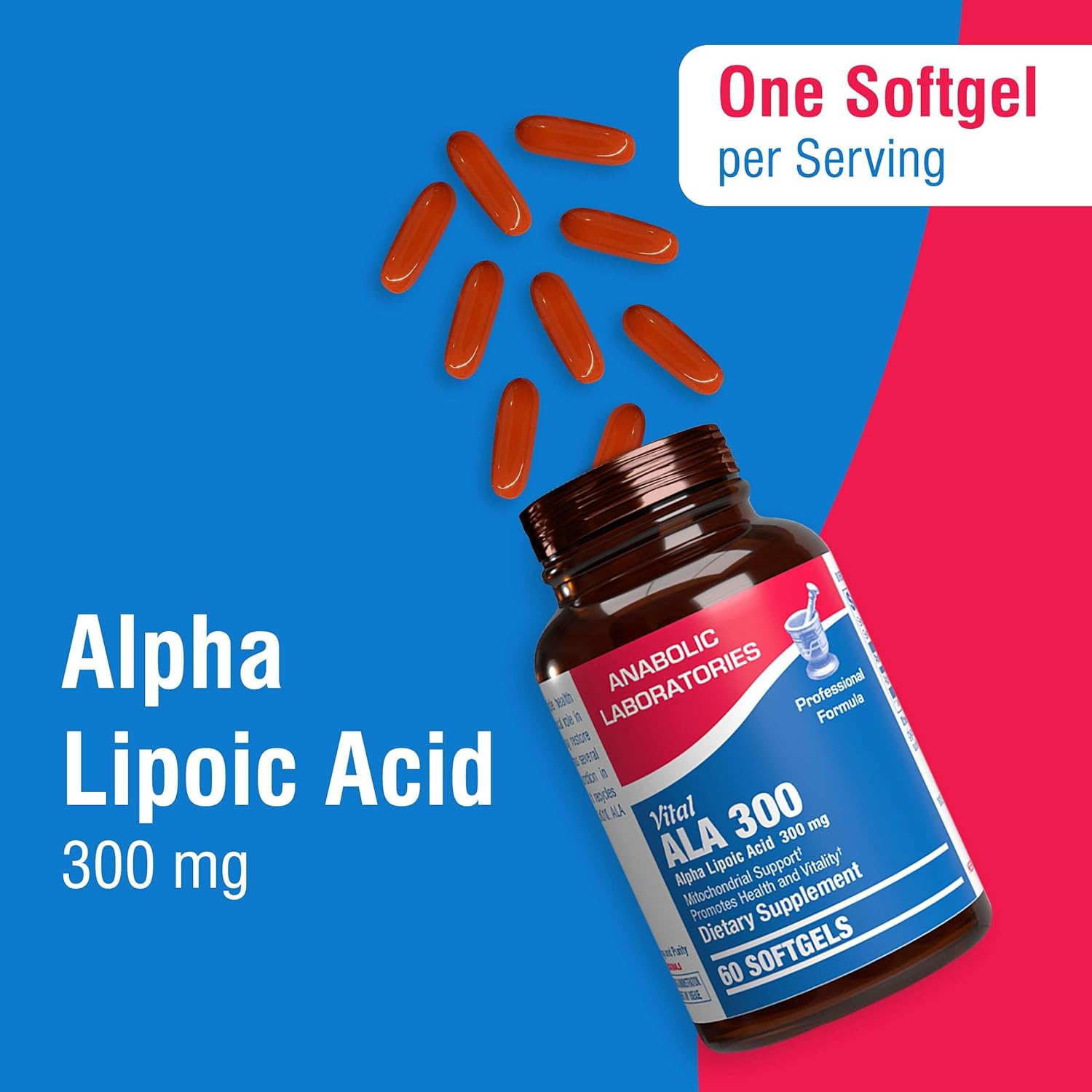 Vital ALA 300 Softgel Supplements - Anabolic Laboratories Alpha Lipoic Acid 300mg for Energy, Bone, Eye, and Nerve Health
