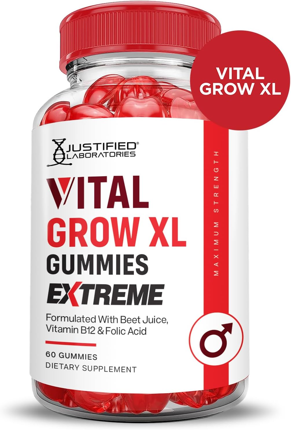 Vital Grow XL Extreme 2000MG Performance Gummies (3 Pack) with ACV, Pomegranate, Beet Juice Powder - B12, Vegan, Non GMO - 180 Count