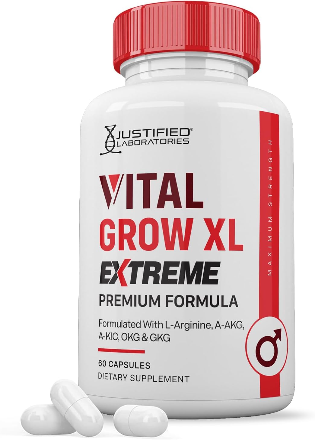 Vital Grow XL Extreme Pills 1600MG Premium Formula for Men's Health - 60 Capsules by Justified Laboratories