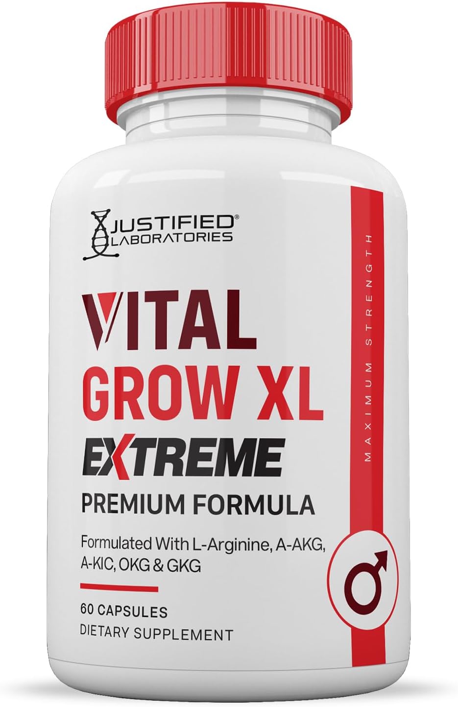 Vital Grow XL Extreme Pills 1600MG Premium Formula for Men's Health - 60 Capsules by Justified Laboratories