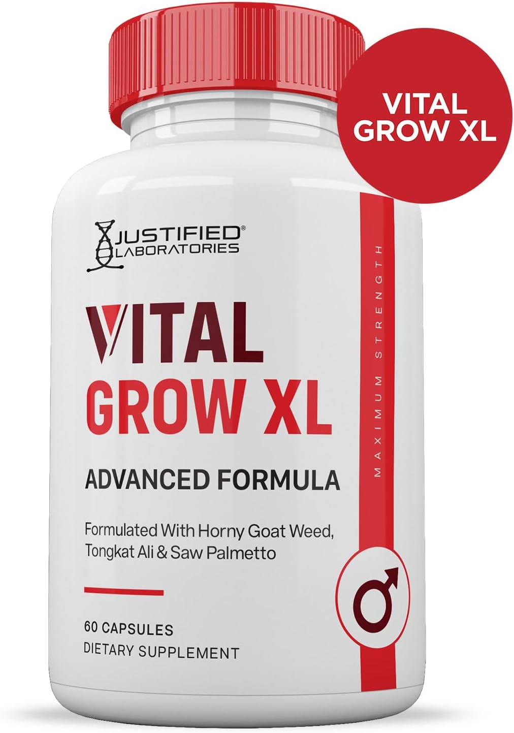 Vital Grow XL Pills 1484MG Advanced Formula for Men's Health - 60 Capsules by Justified Laboratories