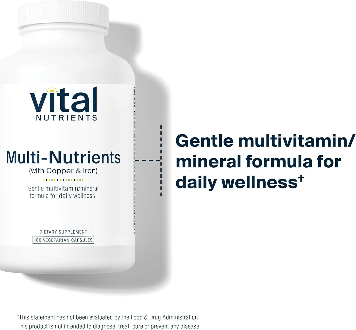 Vital Nutrients Multi-Nutrients 4 Capsules - Citrate/Malate Formula with Copper and Iron - Bioavailable Multi Vitamin/Mineral with Antioxidants - Non-GMO - 180 Count