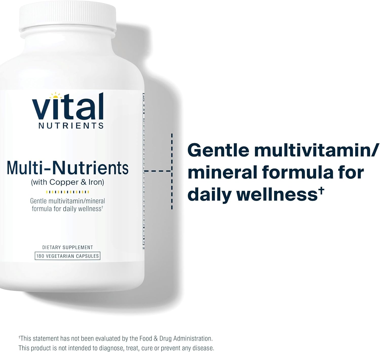 Vital Nutrients Multi-Nutrients 4 Capsules - Citrate/Malate Formula with Copper and Iron - Bioavailable Multi Vitamin/Mineral with Antioxidants - Non-GMO - 180 Count