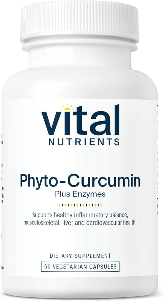 Vital Nutrients Phyto-Curcumin Plus Enzymes Capsules - Support Muscle, Bone, Liver, Heart Health - Gluten, Dairy, Soy Free - 60 Count