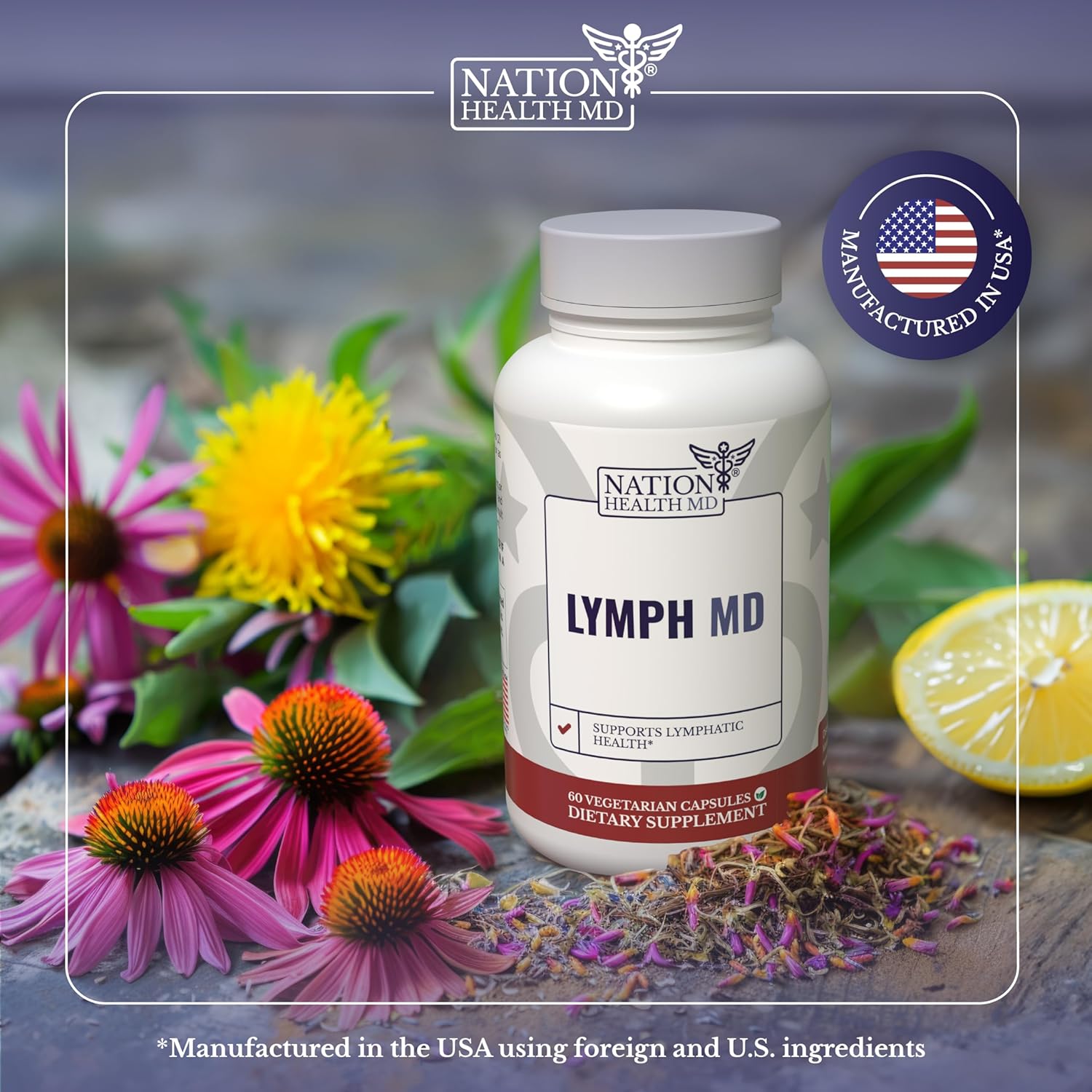 Vital Peak Bundle: NATION HEALTH MD Lymph MD and Turmeric Curcumin Extract - Improve Overall Health and Wellness