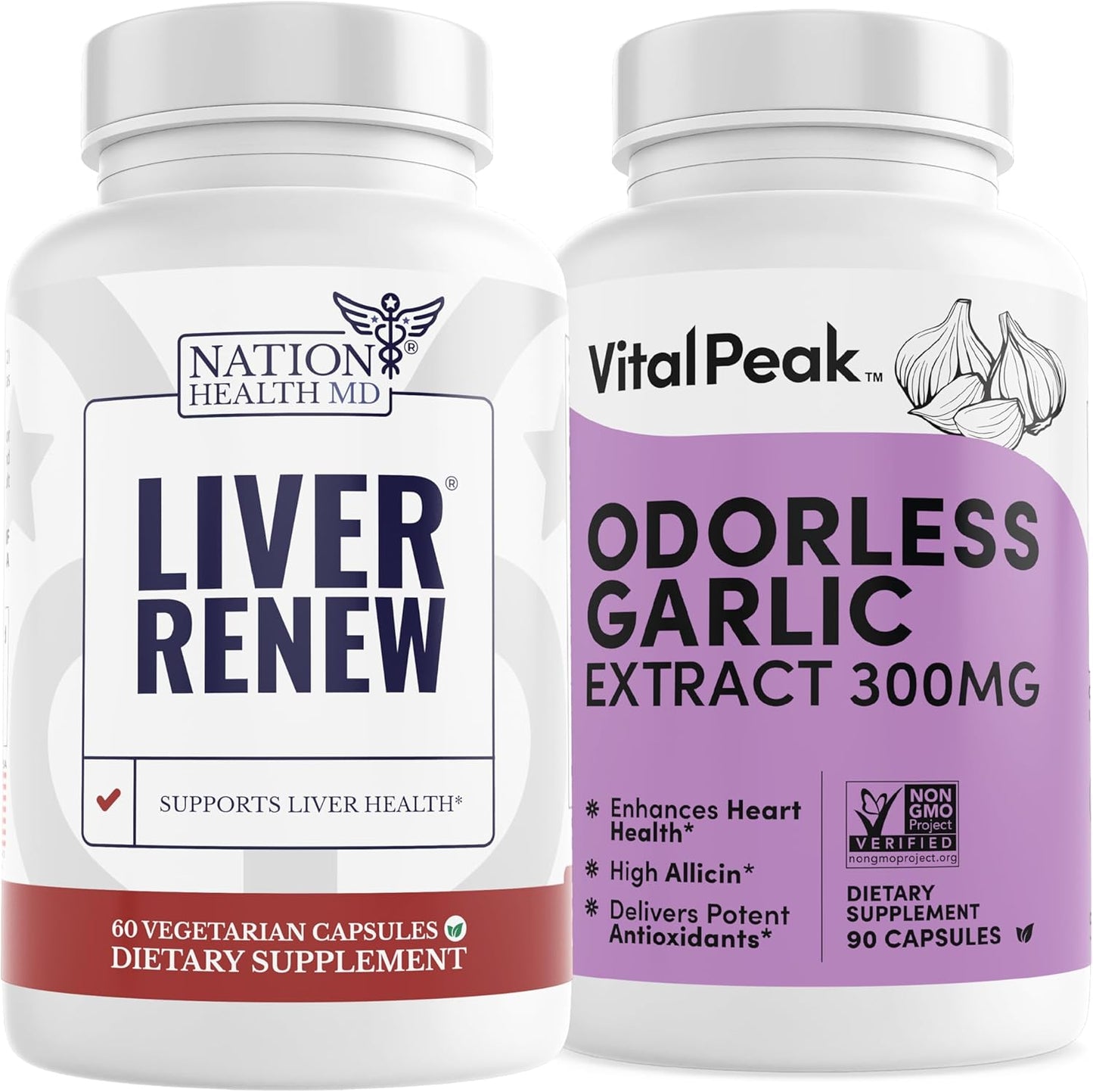Vital Peak Liver Renew and Odorless Garlic Bundle for Improved Health