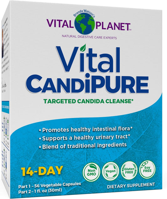 Vital Planet Vital CandiPURE Intestinal Cleanse 2-Part Kit - 56 Capsules, 1fl oz Herbal Extract - Supports Healthy Intestines