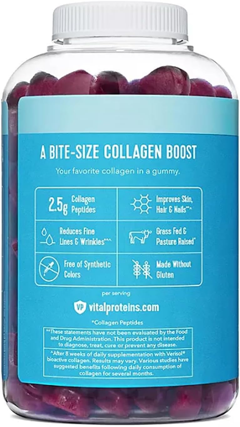 Vital-Proteins Collagen Gummies with 2.5g Verisol Peptides - 240 Grape Flavor Gummies