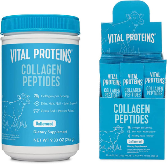 Vital Proteins Collagen Peptides Powder Unflavored 9.33 OZ + 20 Stick Pack Combo