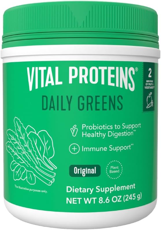 Vital Proteins Daily Greens Powder, Unflavored, 8.6 Ounces - Organic Superfood Supplement
