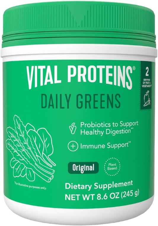 Vital Proteins Daily Greens Powder, Unflavored, 8.6 Ounces - Organic Superfood Supplement