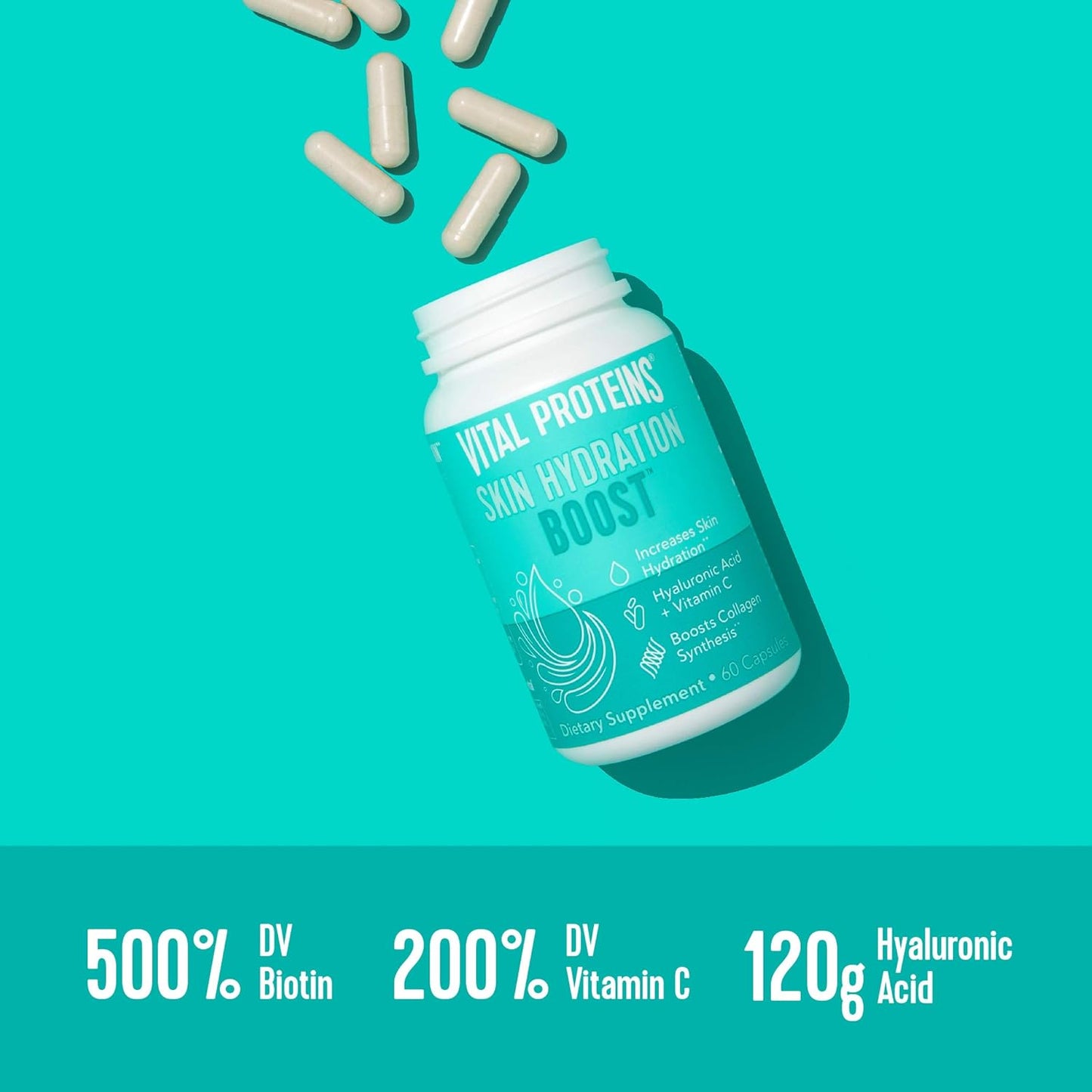 Vital Proteins Hyaluronic Acid Supplement with Biotin and Vitamin C - 60 Capsules