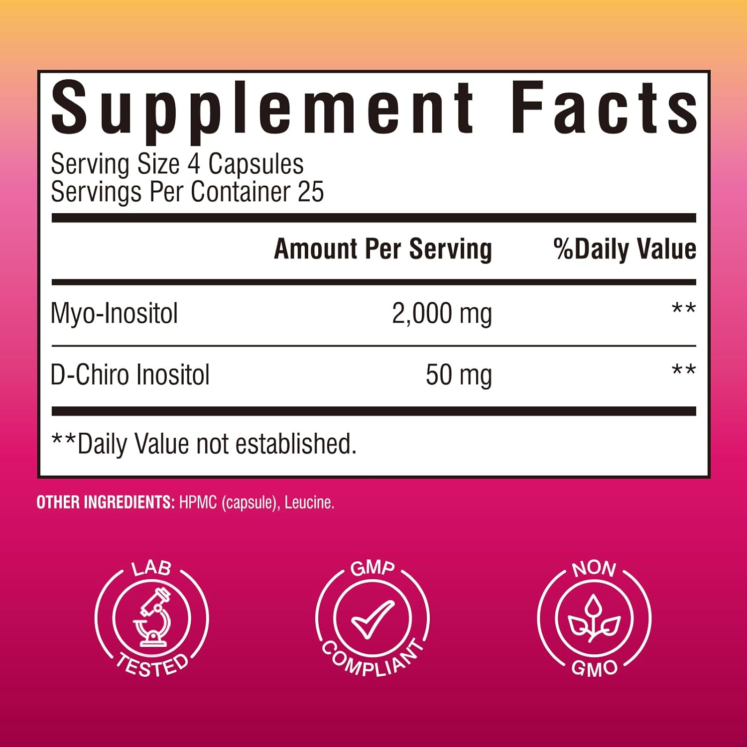 Vitalibre Inositol Supplement for Women - Myo-Inositol & D-Chiro Inositol Fertility Support, 40:1 Ratio, Hormone Balance, Ovarian Health - 100 Vegan Capsules