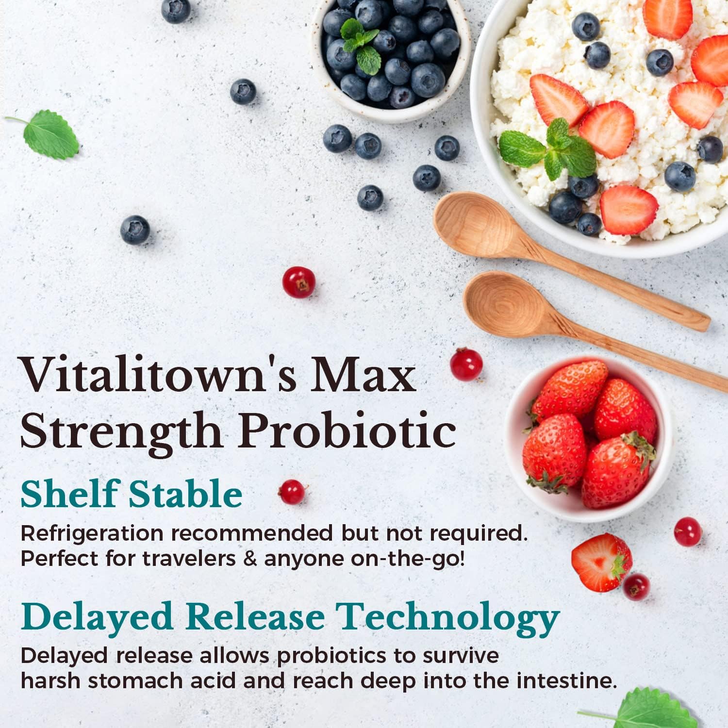 Vitalitown Probiotics 120 Billion CFUs | 36 Strains with Prebiotics & Enzymes | Digestive & Immune Support | Vegan | 60 Delayed Release Capsules
