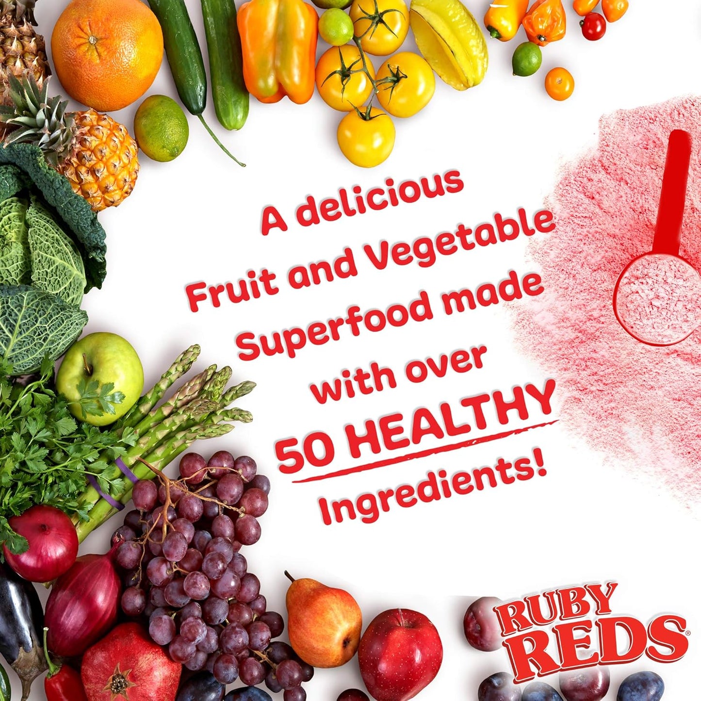 Vitality Ruby Reds Supplement Powder | Nutrient-Rich Fruit & Veg Blend with Vitamins, Minerals, Enzymes, Herbs, Probiotics | 11 oz. (30 Servings)