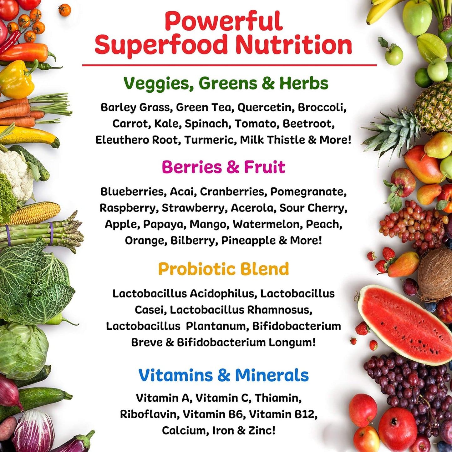 Vitality Ruby Reds Supplement Powder | Nutrient-Rich Fruit & Veg Blend with Vitamins, Minerals, Enzymes, Herbs, Probiotics | 11 oz. (30 Servings)