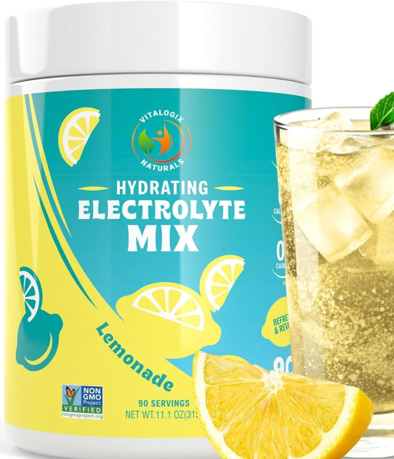 Vitalogix Naturals Lemonade Electrolytes Powder - Sugar Free Hydration Mix, Zero Calories, Carbs, or Artificial Ingredients - 90 Servings, Keto & Vegan Friendly