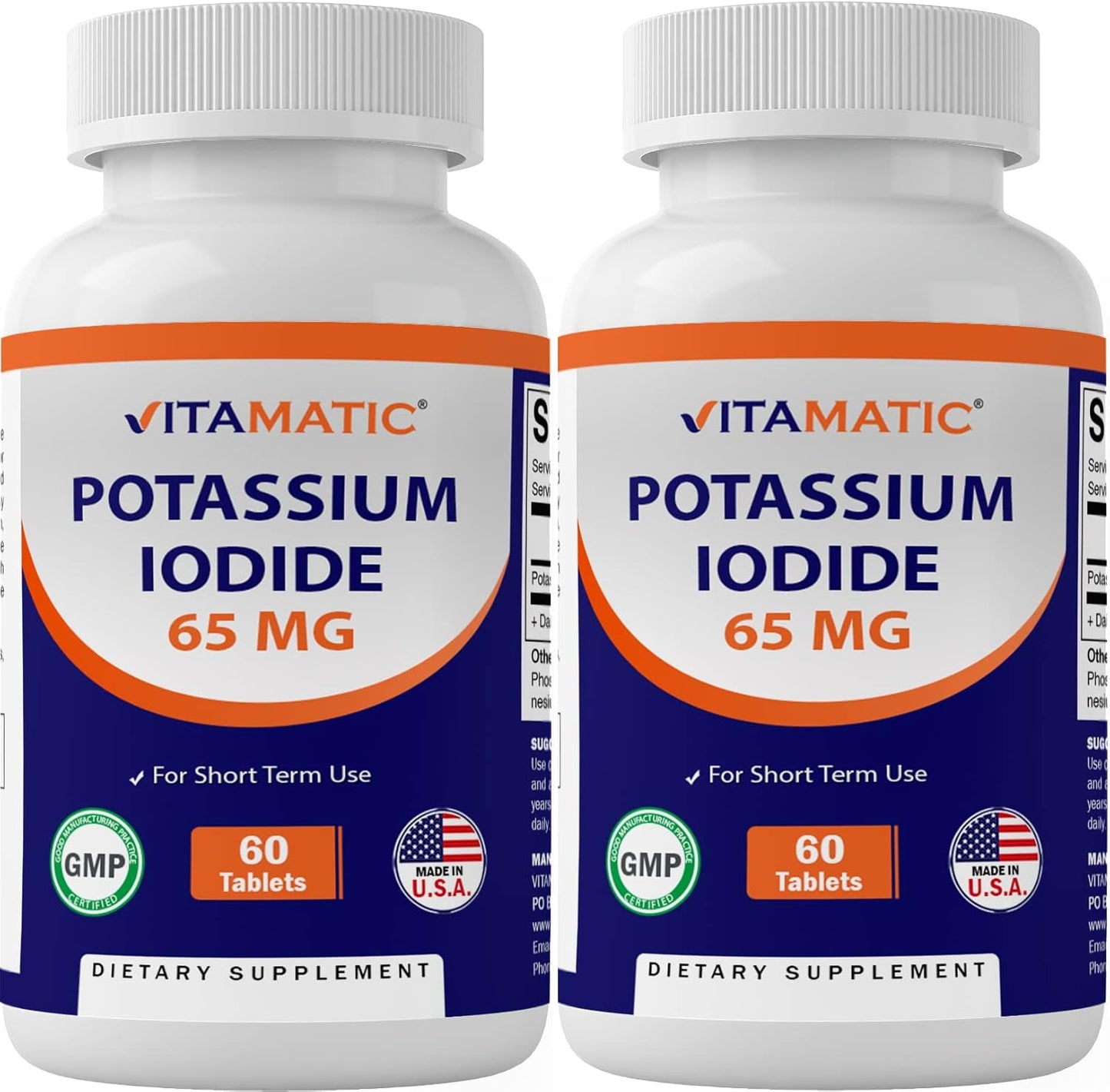 Vitamatic Potassium Iodide 65mg Tablets - Thyroid Support Supplement - 120 Count - KI Pills for Healthy Thyroid