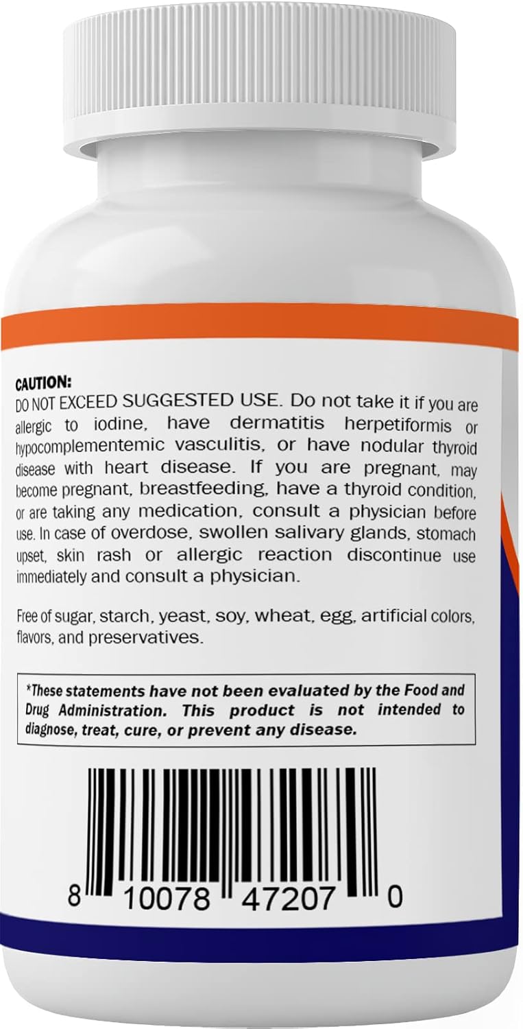 Vitamatic Potassium Iodide 65mg Tablets - Thyroid Support Supplement - 120 Count - KI Pills for Healthy Thyroid