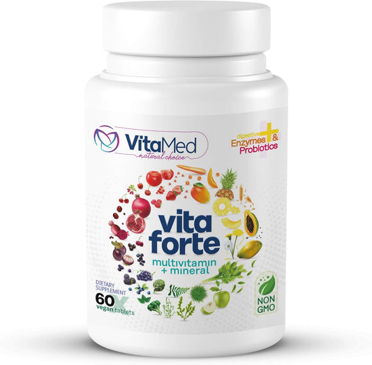 VitaMed Vita Forte Vegan Multivitamin - Complete Daily Supplement for Immune Support & Wellness - 60 Tablets