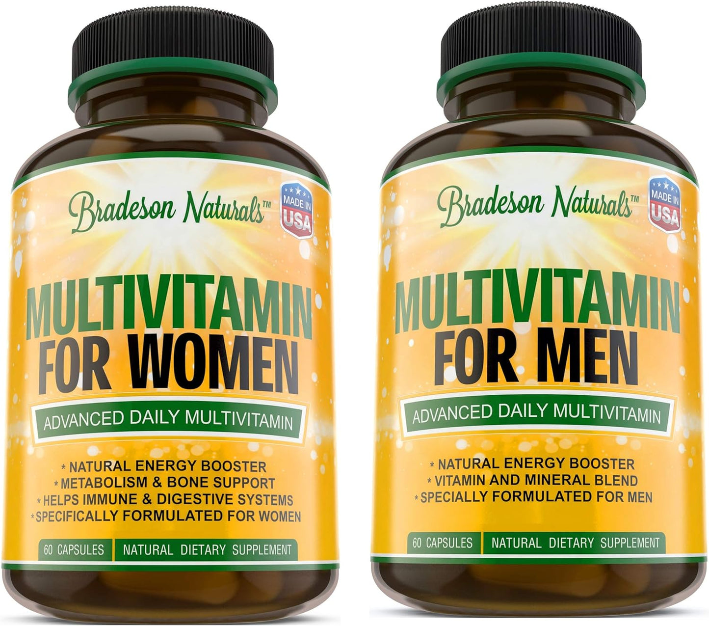 Vitamin A C D E & B Complex Women's & Men's Multivitamin Supplement for Immune Support & Cardiovascular Health. Antioxidant & Natural Energy Booster.