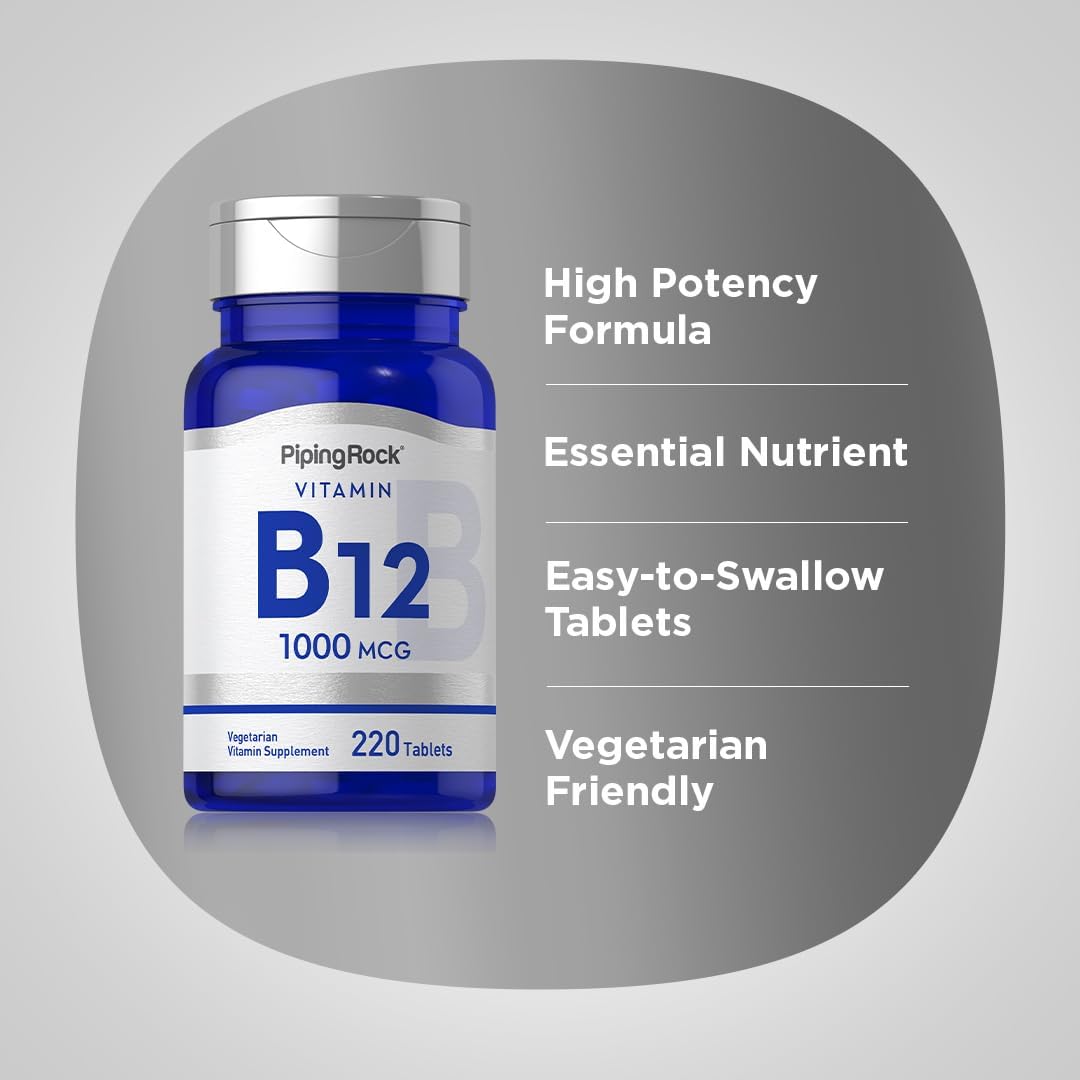 Vitamin B-12 1000mcg Tablets - Non-GMO, Vegetarian & Gluten Free Supplement by Piping Rock